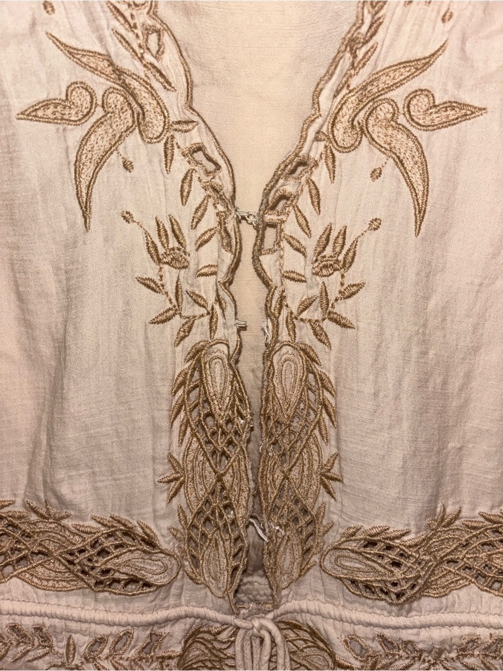 Free People Embroidered Beige Boho Romper - Picture 4 of 5